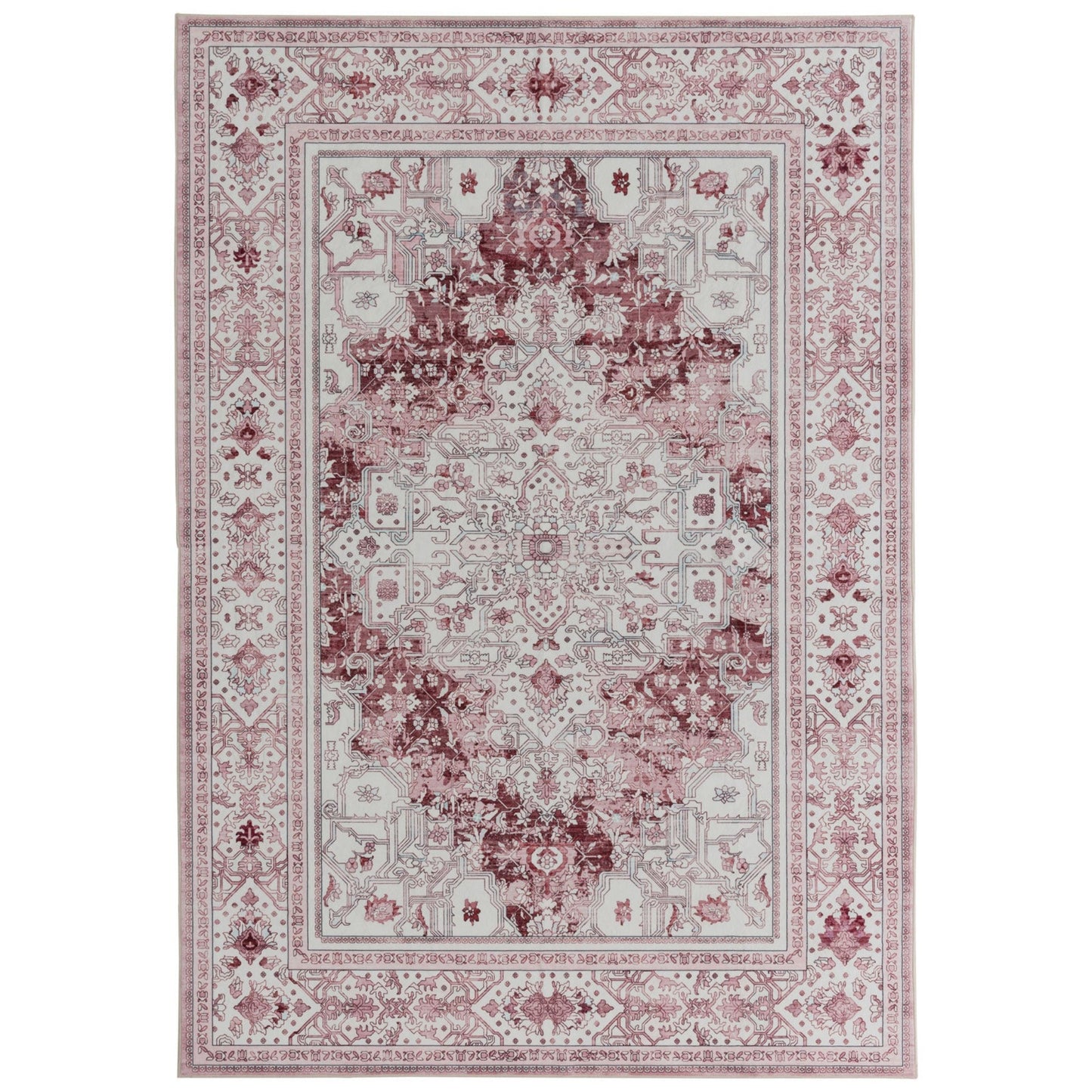 Royal Antique Persian Vintage Design Pink Rug Machine Washable