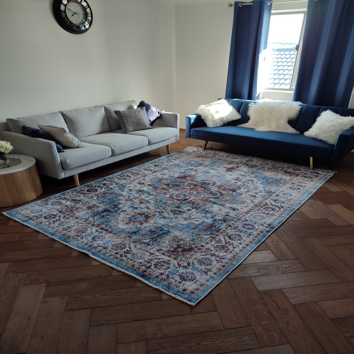 Vintage Distressed Turkish Rug XL 190x270cm Nonslip Backing