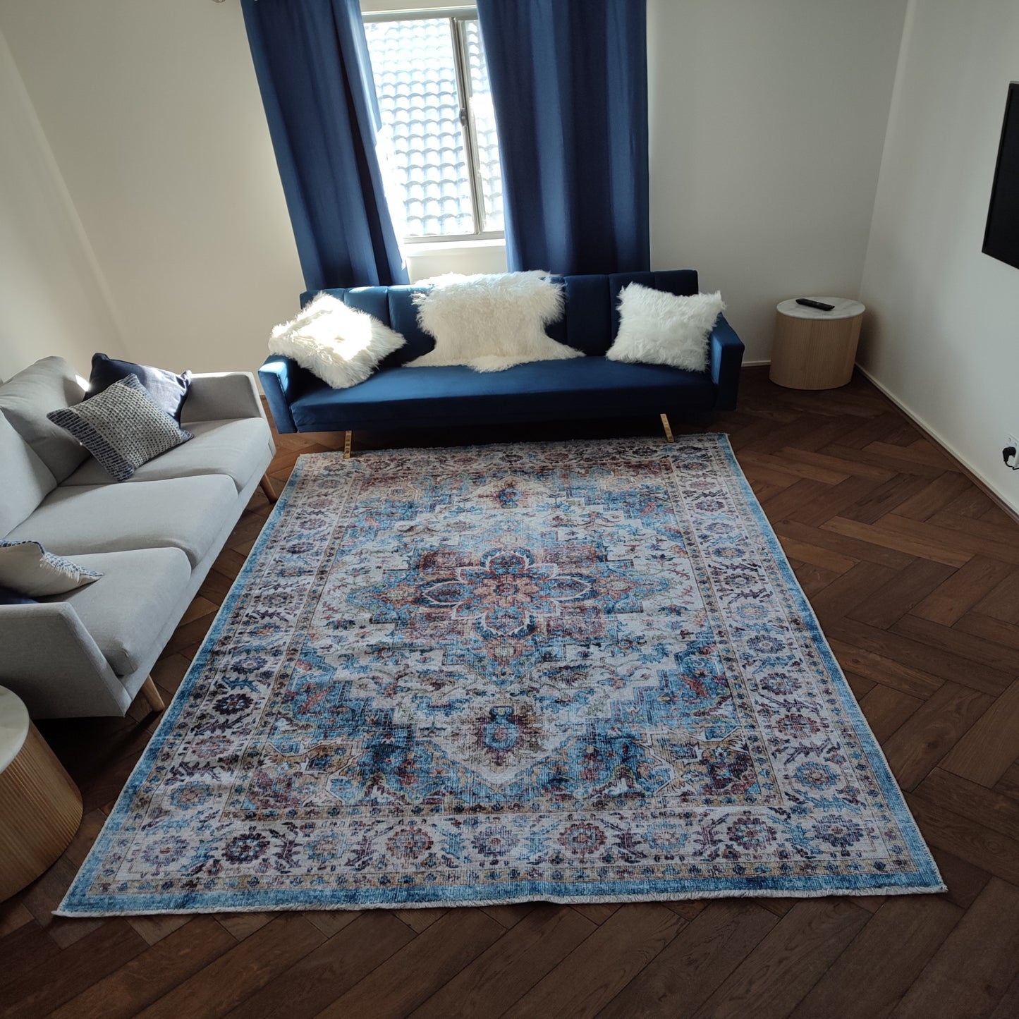 Vintage Distressed Turkish Rug XL 190x270cm Nonslip Backing