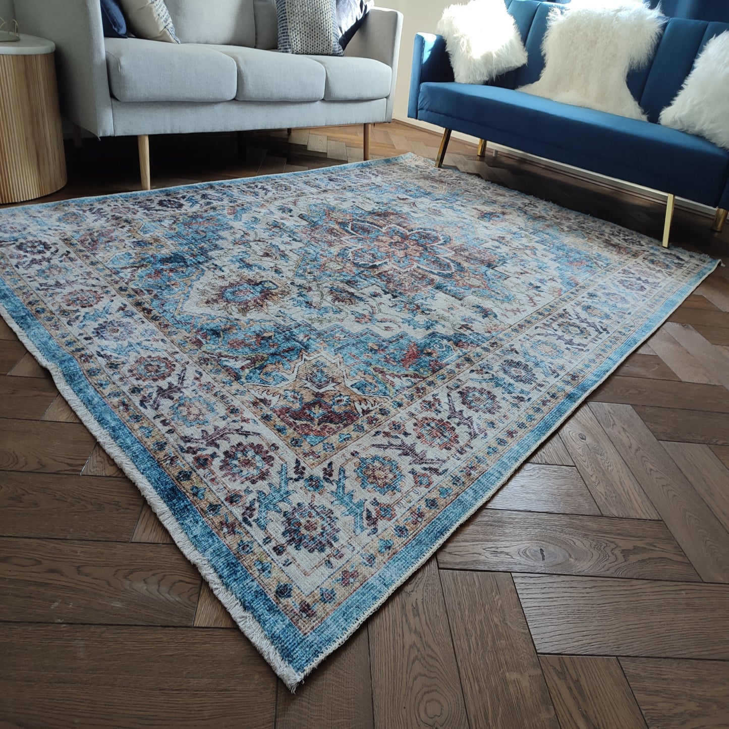 Vintage Distressed Turkish Rug XL 190x270cm Nonslip Backing