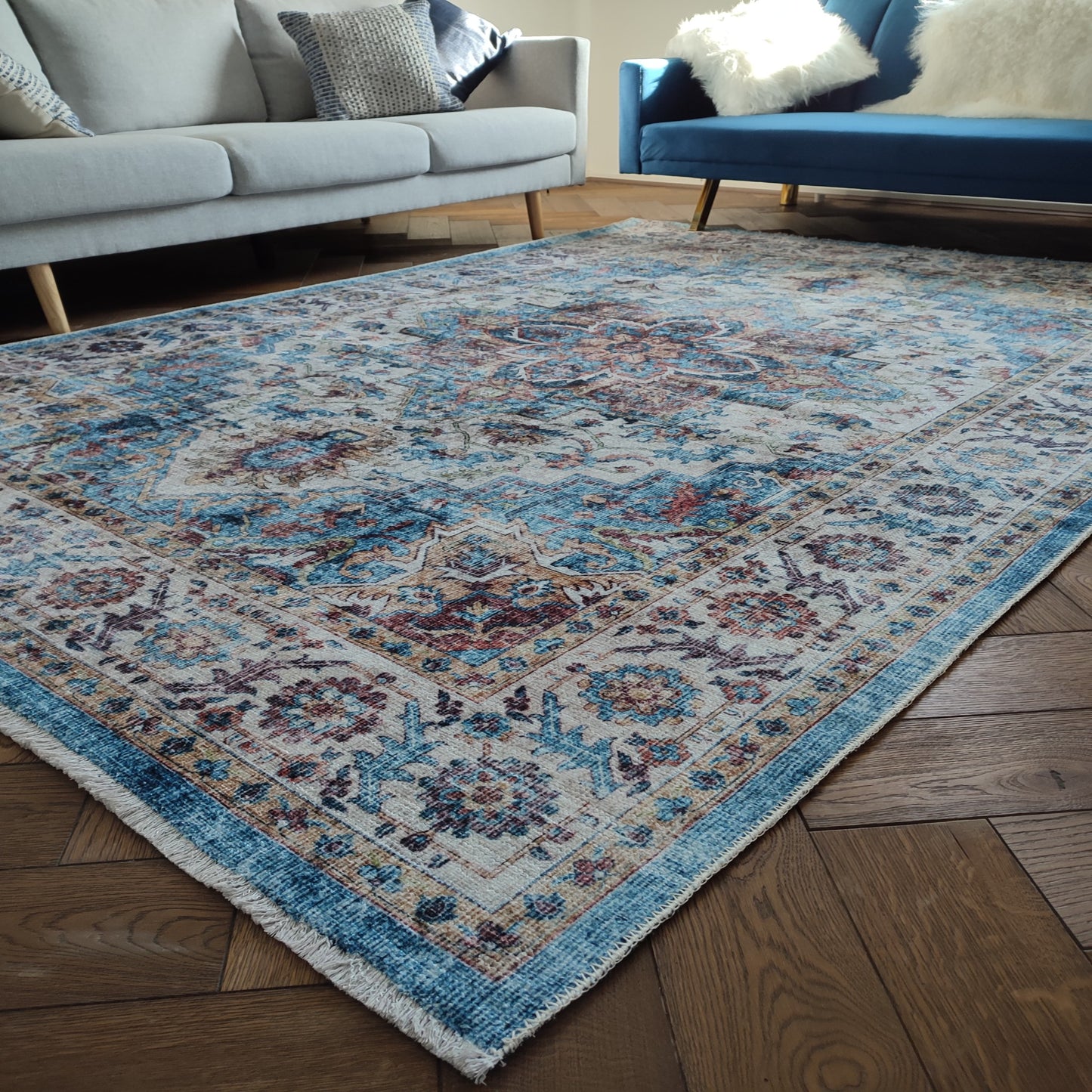 Vintage Distressed Turkish Rug XL 190x270cm Nonslip Backing