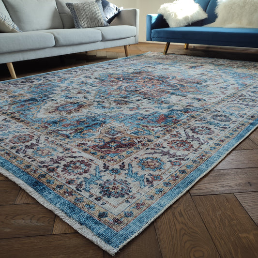 Vintage Distressed Turkish Rug XL 190x270cm Nonslip Backing