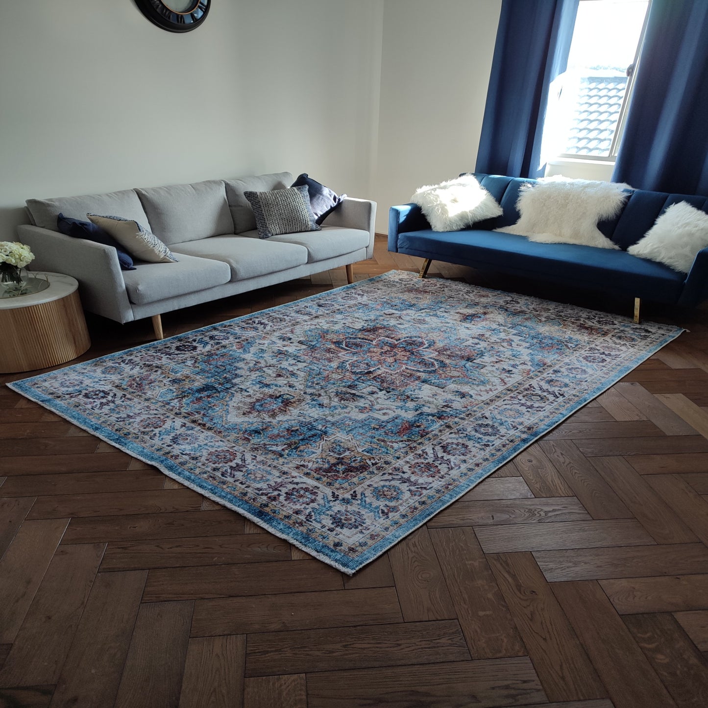 Vintage Distressed Turkish Rug XL 190x270cm Nonslip Backing