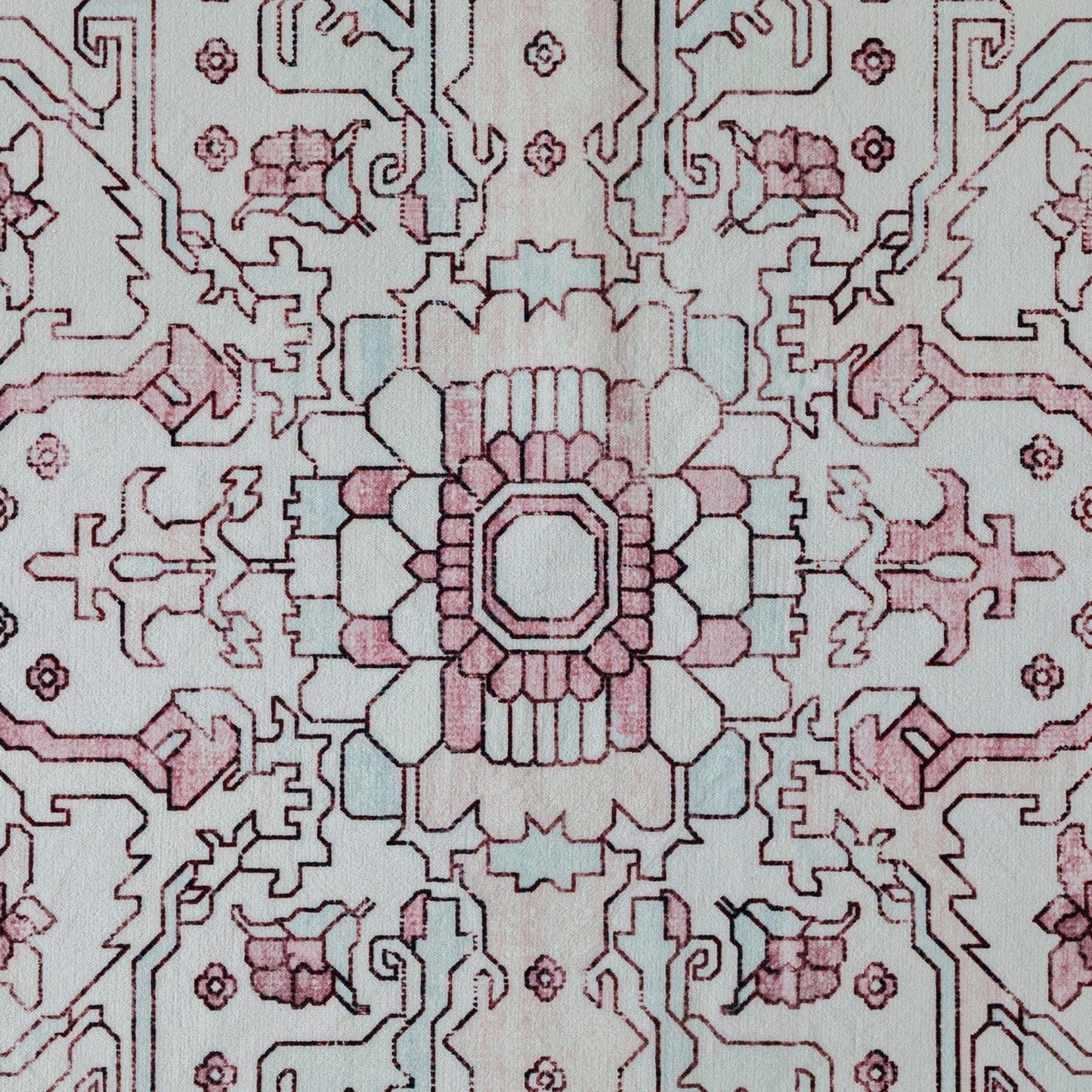 Royal Antique Persian Vintage Design Pink Rug Machine Washable