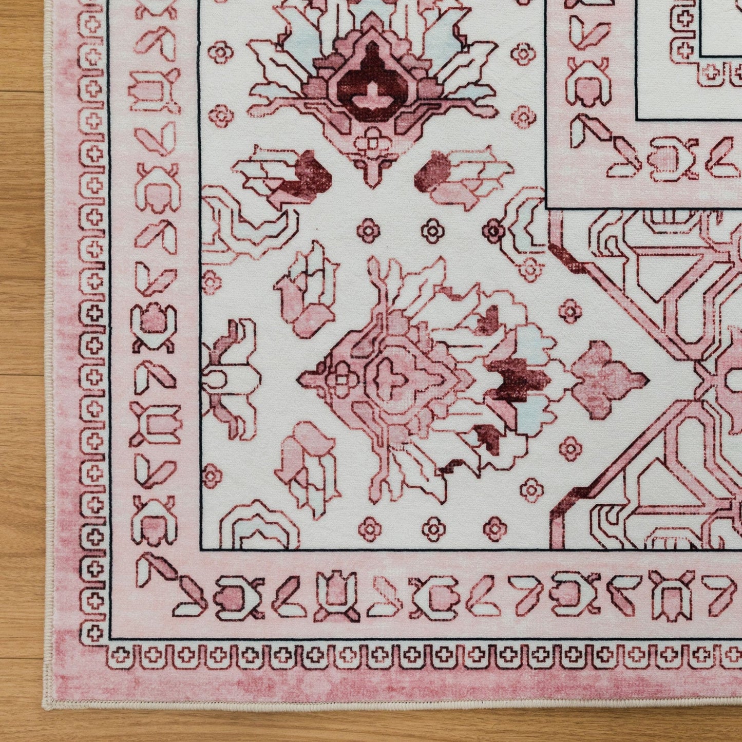 Royal Antique Persian Vintage Design Pink Rug Machine Washable