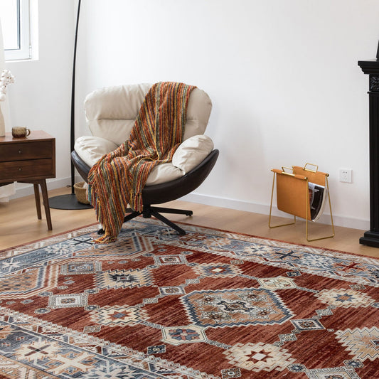 Tribal Design Printed Rug - Soft Microfibre Pile With Nonslip Backing