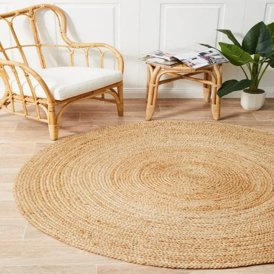 Rustic Natural Jute Round Rugs - Organic Fibre 120cm - 150cm & 180cm