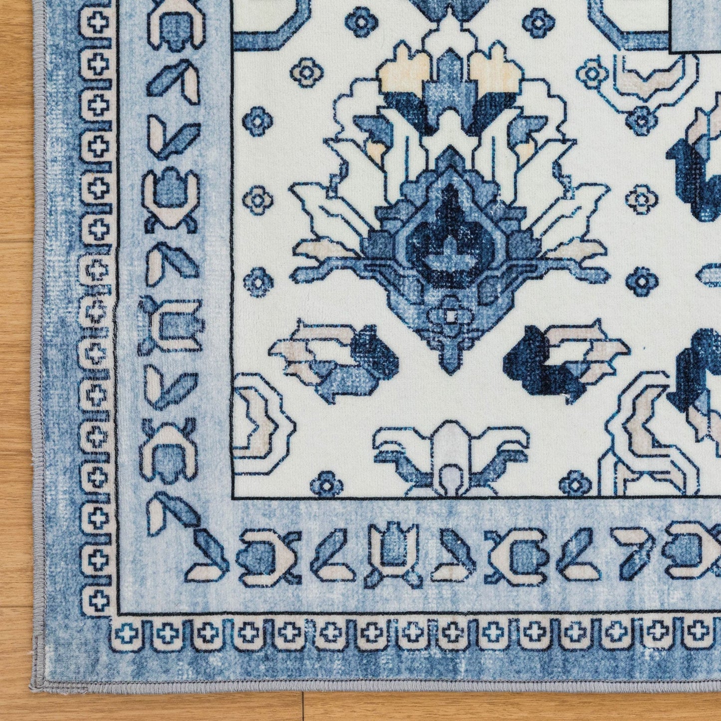 Royal Antique Persian Vintage Design Blue Rug Machine Washable