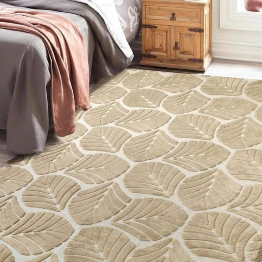 Leaf Style Floor Rug Extra Large Soft Embossed Non Slip Plush Rugs
