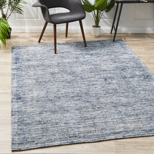 Handloom Viscose & Cotton Blend Blue Rug