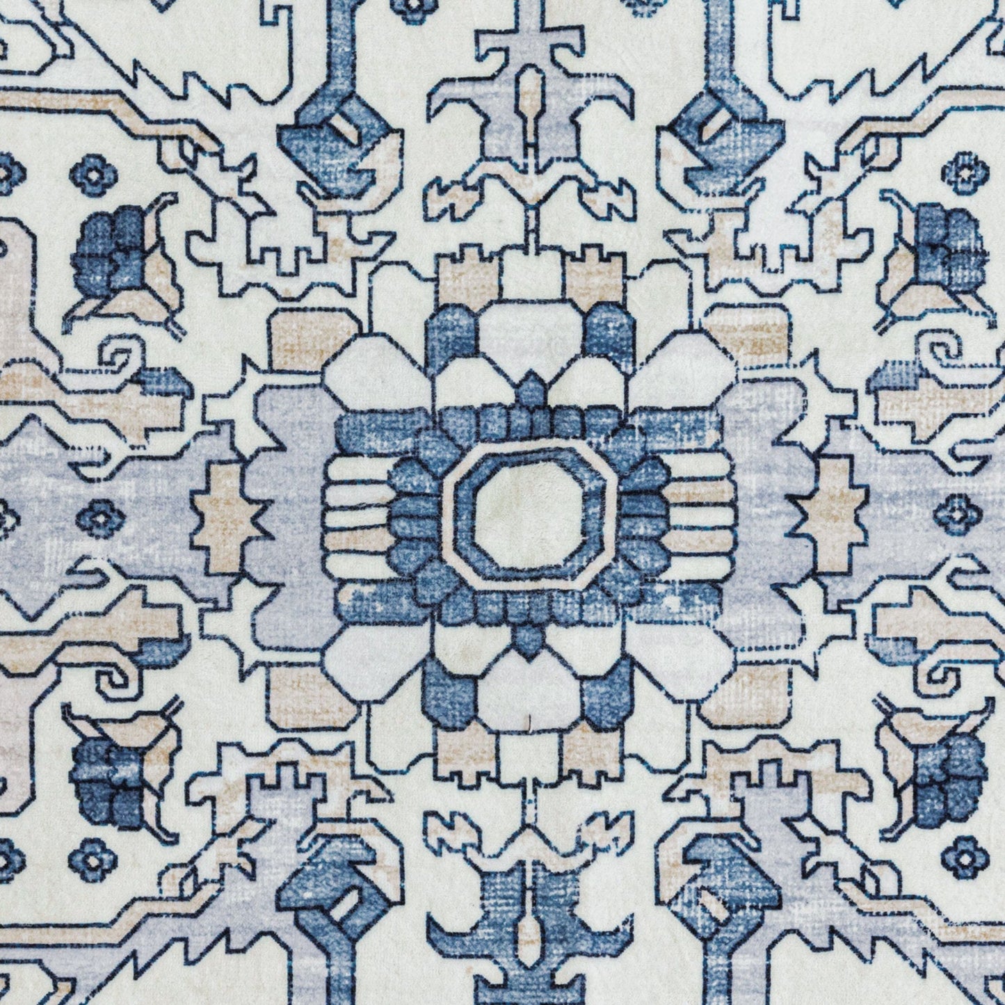 Royal Antique Persian Vintage Design Blue Rug Machine Washable