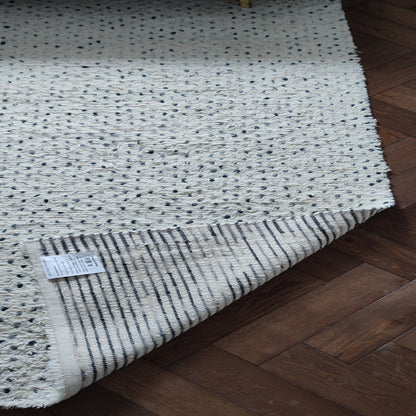 Hand Woven Wool Rug XL 200 x 290cm Ivory with Blue Dots