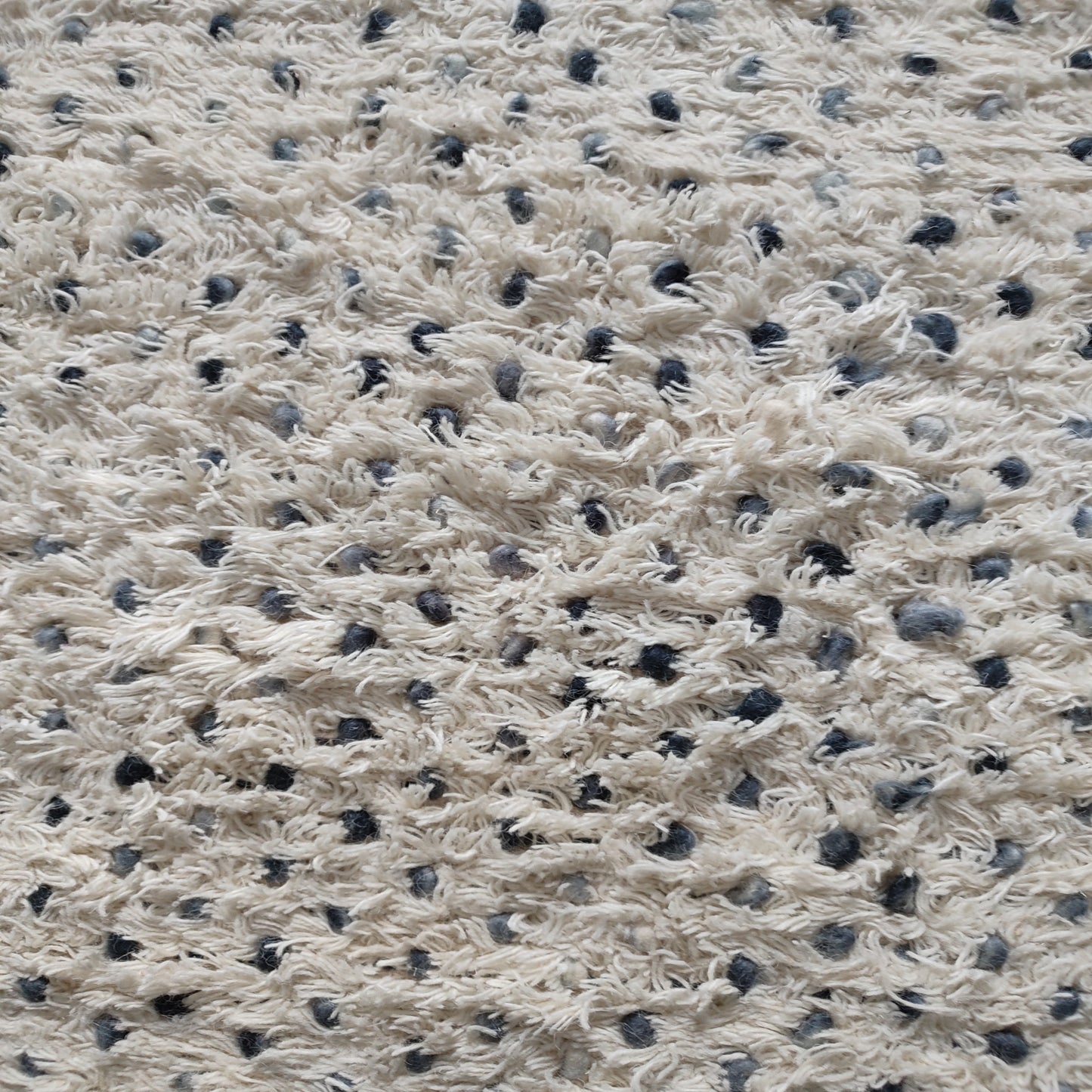 Hand Woven Wool Rug XL 200 x 290cm Ivory with Blue Dots